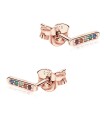 Round Rectangle With Colorful Stone Silver Ear Stud STS-5323